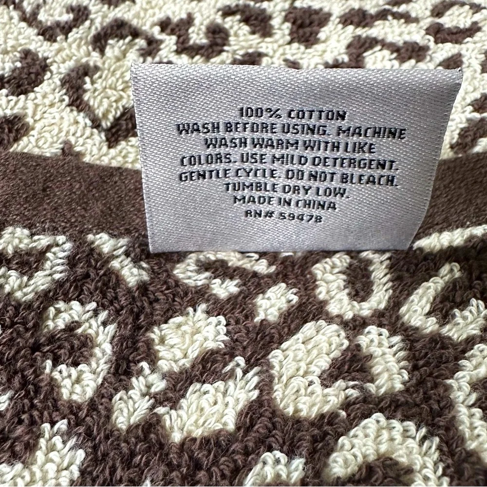 🎁RACHEL ZOE 2PC Bath Towel Set -Cotton- Brown & Tan Cheetah Print Bath - 30”x56”